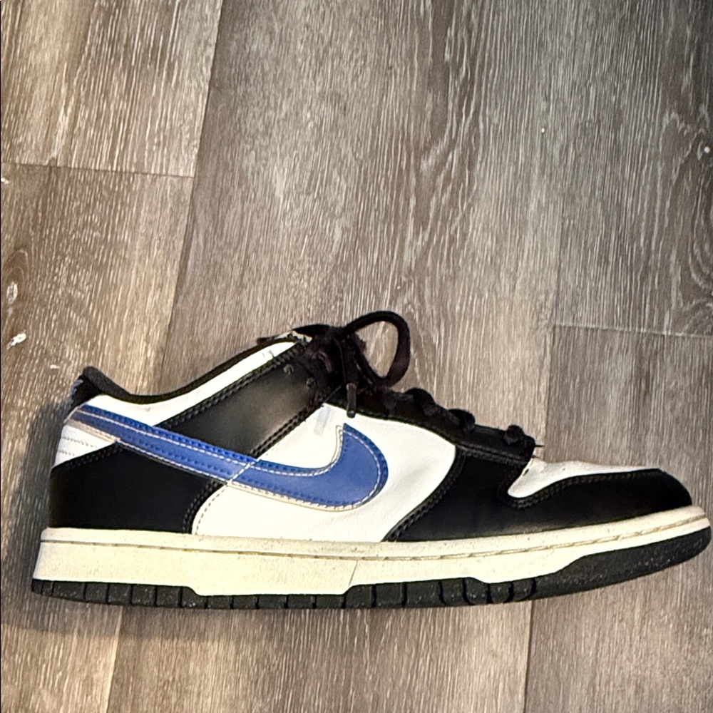 Nike Black and White Kids Sneakers with Blue Swoosh